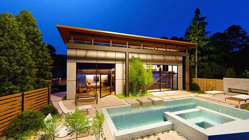 casa moderna con piscina