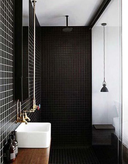 baño reformado vintage en negro