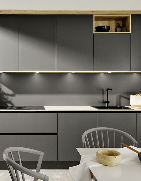 cocina lineal con led